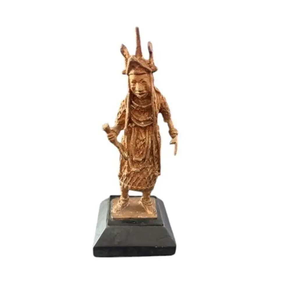 African Benin Style Bronze Warrior Figures (Set of 2) 🌍